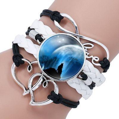 Classic Retro Wolf Head Leather Bracelet for Men & Women