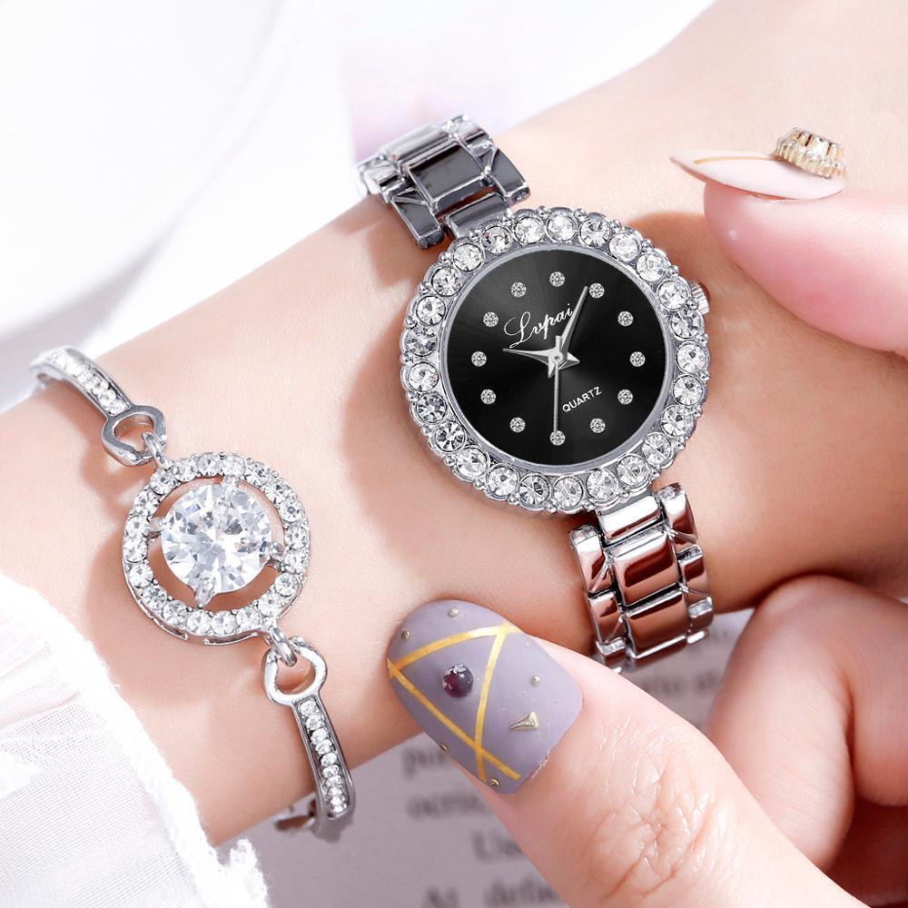 Ensemble de Montre Bracelet Élégant pour Femmes avec Design Géométrique