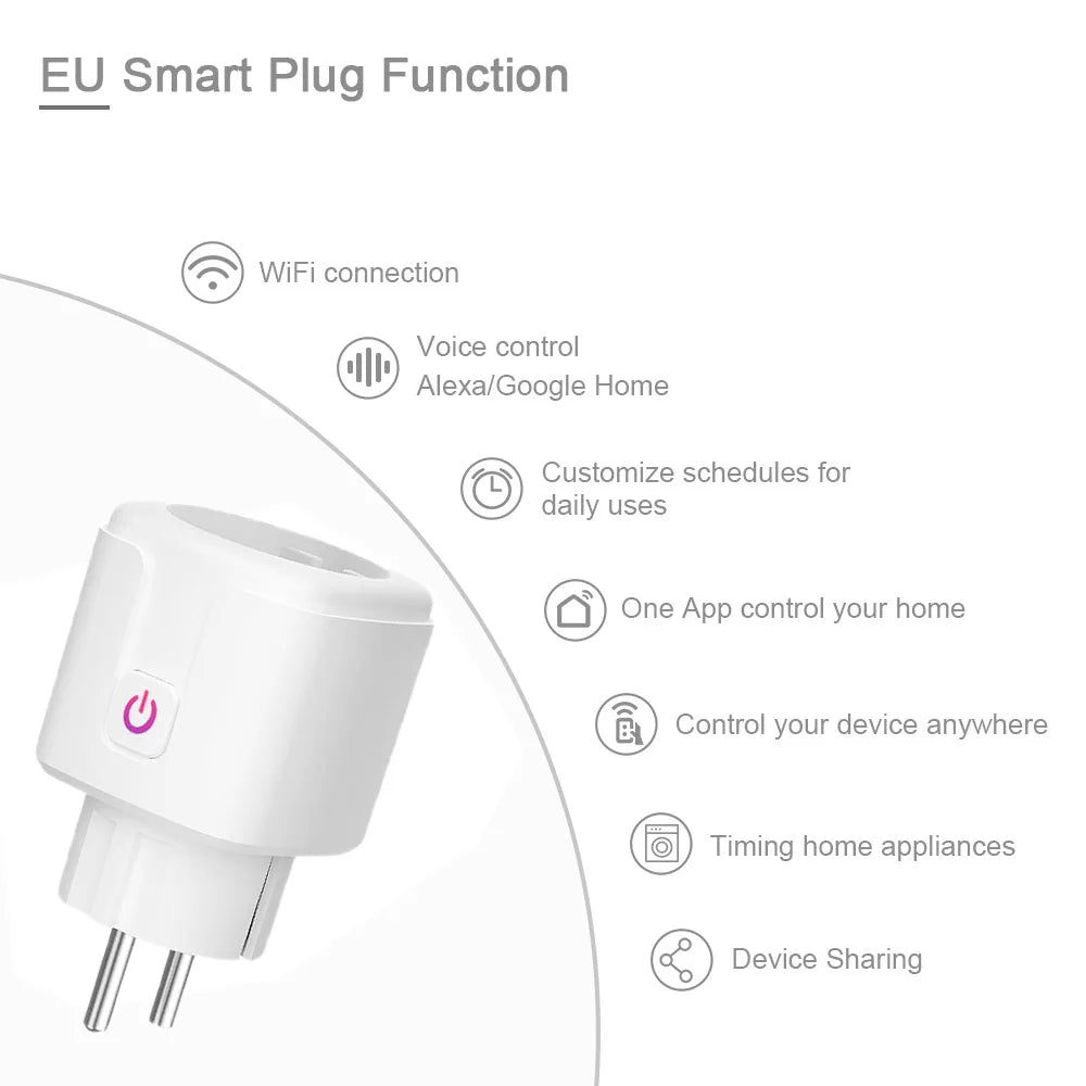 WiFi Smart Plug EU US UK Adaptor Wireless Remote Voice Control Power Energy Monitor Outlet Timer Socket for Alexa Google Home - Korvel