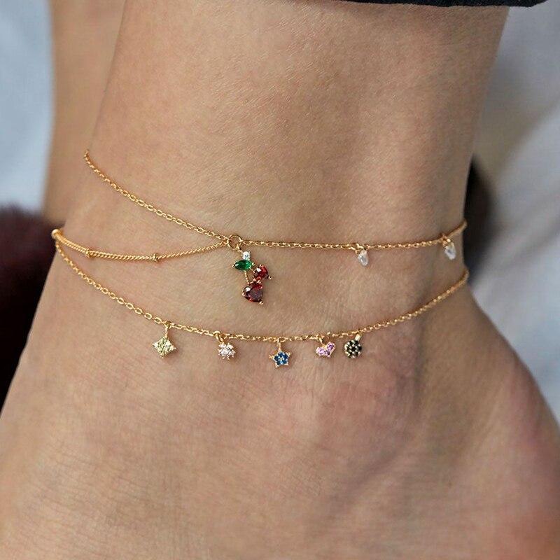 Bracelet de cheville en coquillage étoilé bohème de luxe pour femmes