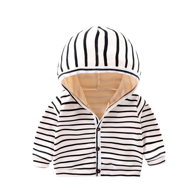 Stylish Striped Baby Cardigan with Velvet Lining