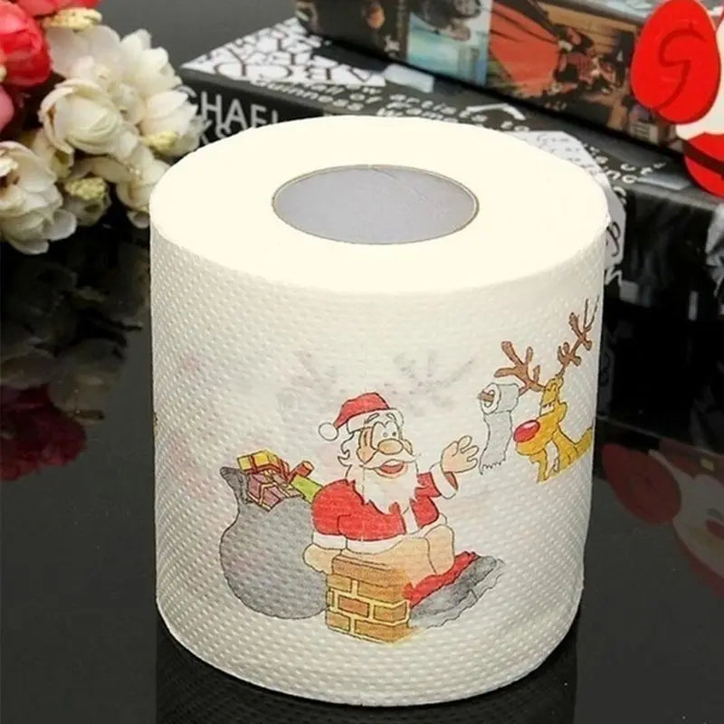 Christmas Pattern Printing Roll Toilet Paper Household  Tissue Bathroom Web Q0KD - Korvel