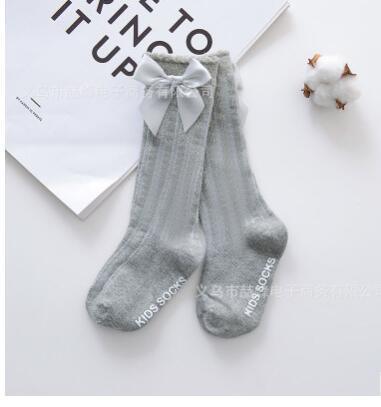 Charming Non-Slip Cotton Knee High Socks with Bow for Baby Girls - Korvel