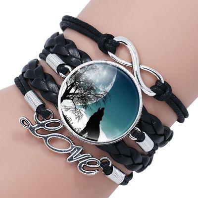 Classic Retro Wolf Head Leather Bracelet for Men & Women