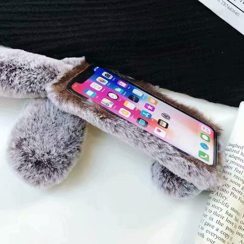 Coque de téléphone Bunny mignonne pour iPhone - Housse en peluche douce