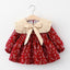 Vestido de Manga Larga con Cuello de Lazo para Niñas Pequeñas de Otoño