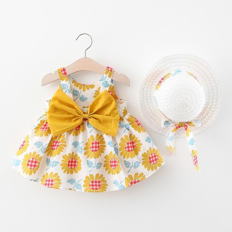 Robe d'été moderne pour bébé fille avec chapeau pour occasions spéciales