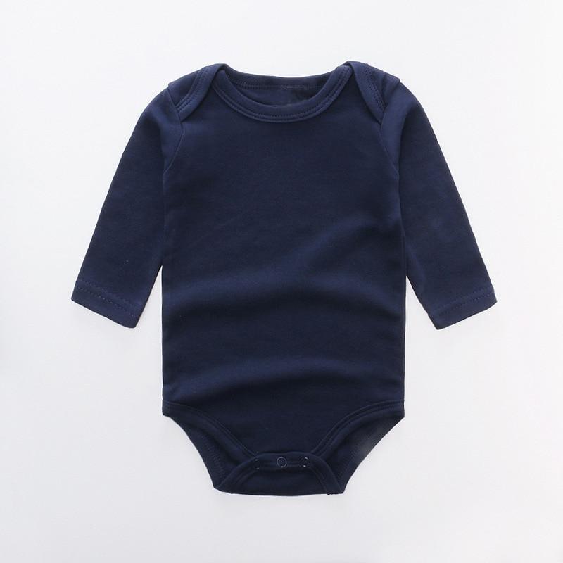 Combinaison Bébé Classique Moderne en Couleur Unie - Jumpsuit à Manches Longues en Coton