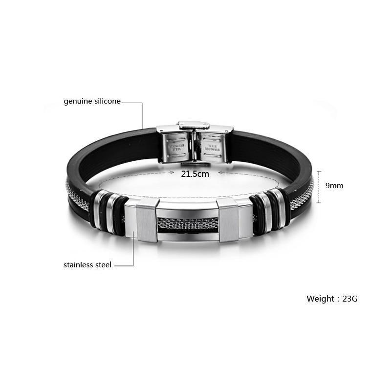 Stylish Stainless Steel and Silicone Bracelet for Men