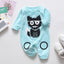 Floral Dinosaur Car Printed Baby Romper - Long Sleeve