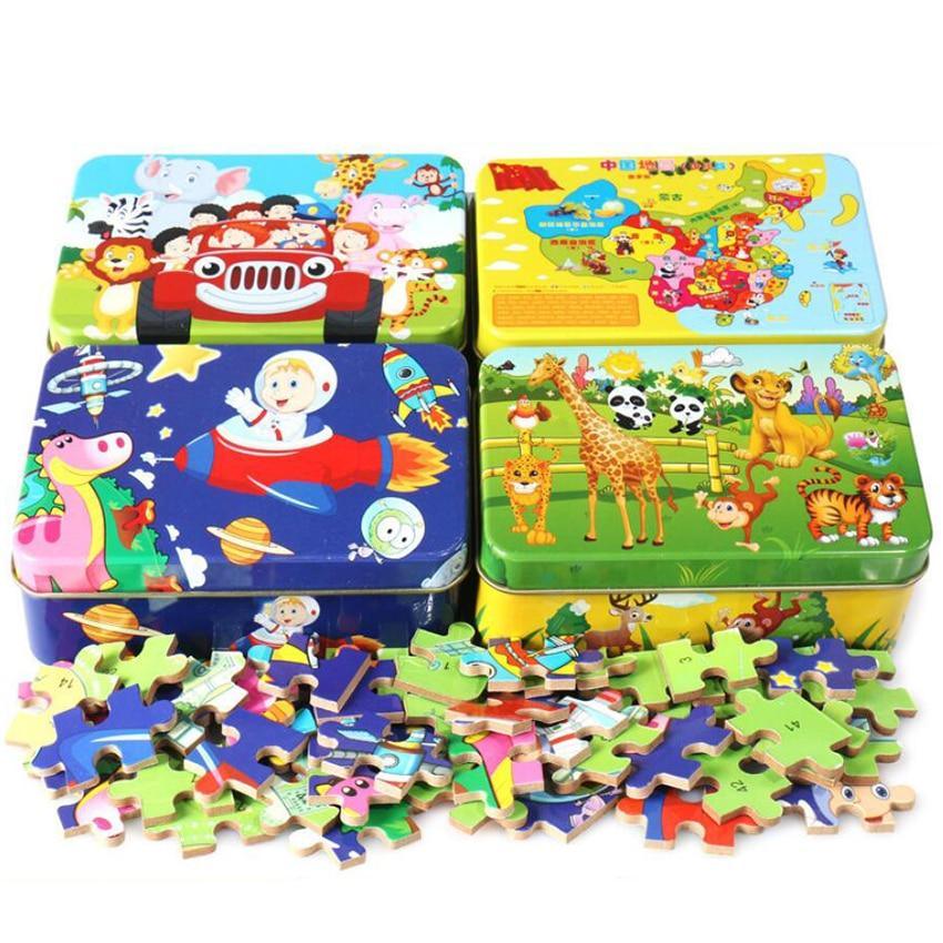 60-Piece Cartoon Animal Wooden Puzzle for Kids - Educational Fun Toy - Korvel