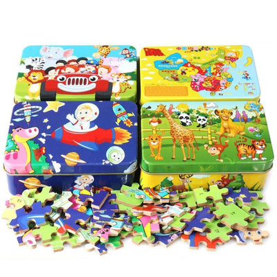 60-Piece Cartoon Animal Wooden Puzzle for Kids - Educational Fun Toy - Korvel