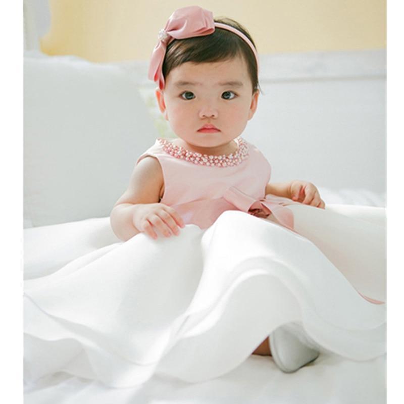 Luxury Handmade Pink Dress for Baby Girls' First Birthday
