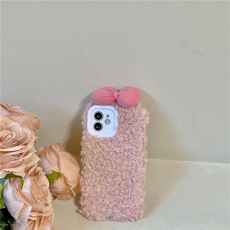 Fluffy Warm Cartoon Phone Case for iPhone