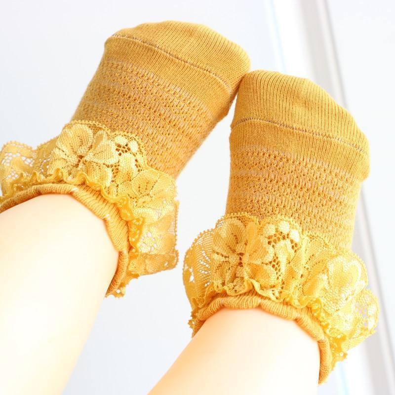 Calcetines para Niña con Lazos de Encaje y Flores