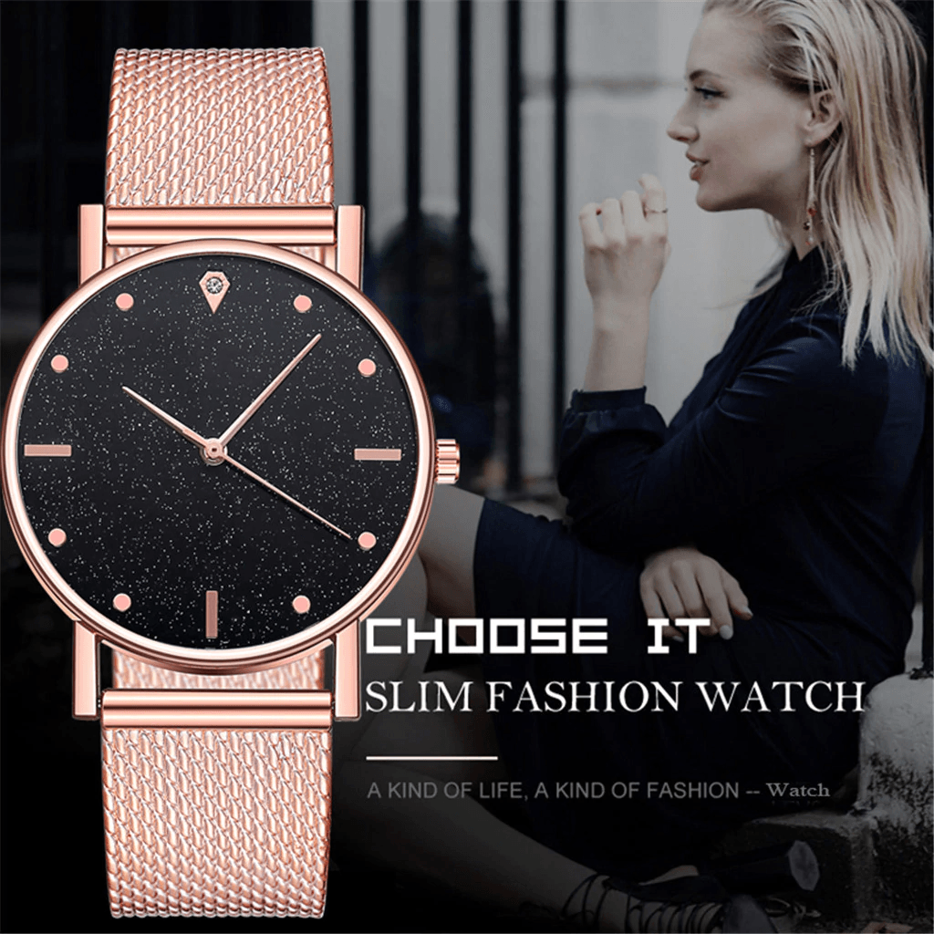 Cusual Ladies Watch with Starry Sky Dial - Fashion Quartz Wristwatch