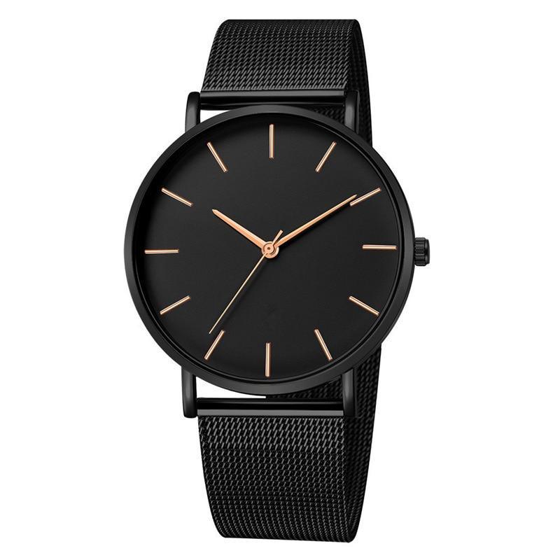 Montre décontractée à quartz pour homme STEVVEX avec bracelet en maille en acier inoxydable