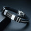 Pulsera de Acero Inoxidable para Hombre con Estrías Negras y Elegantes