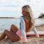 Patchwork Long Sleeve Backless Swimsuit