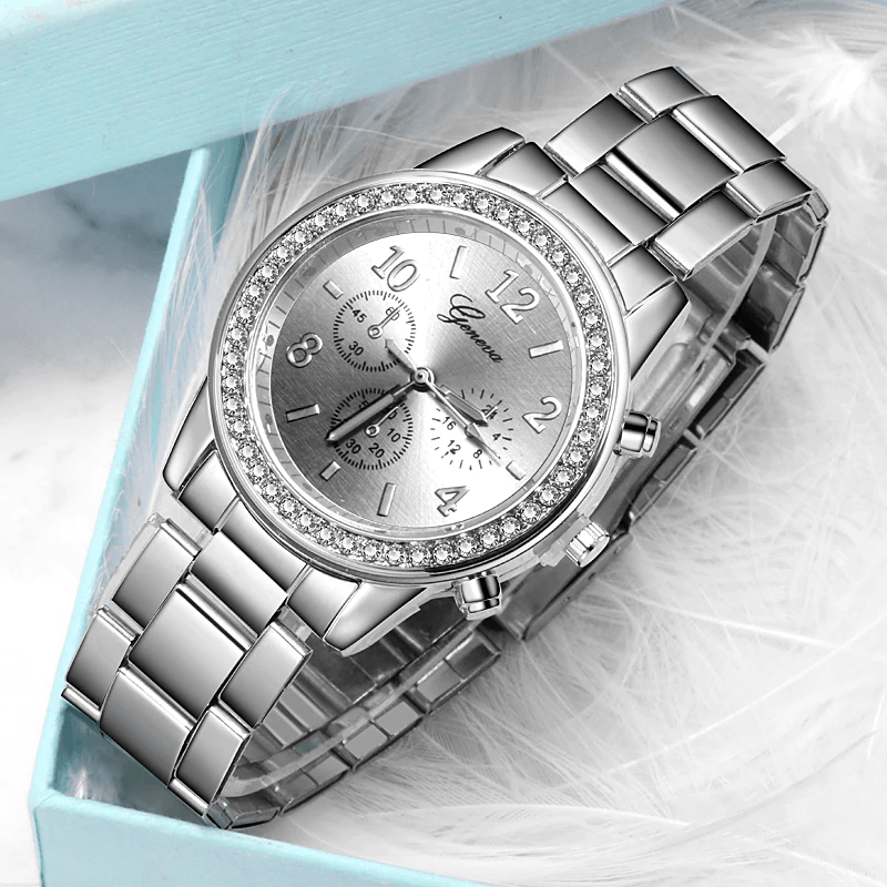 Montre classique de luxe en rhinestones pour femmes