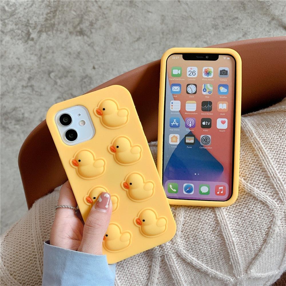Cute Duck Pop Bubble Fidget Phone Case for iPhone
