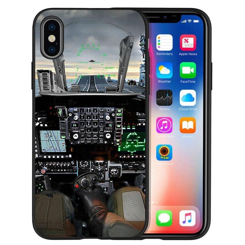 Funda de Silicona Negra para Teléfono de Cockpit de Aeronave para iPhone