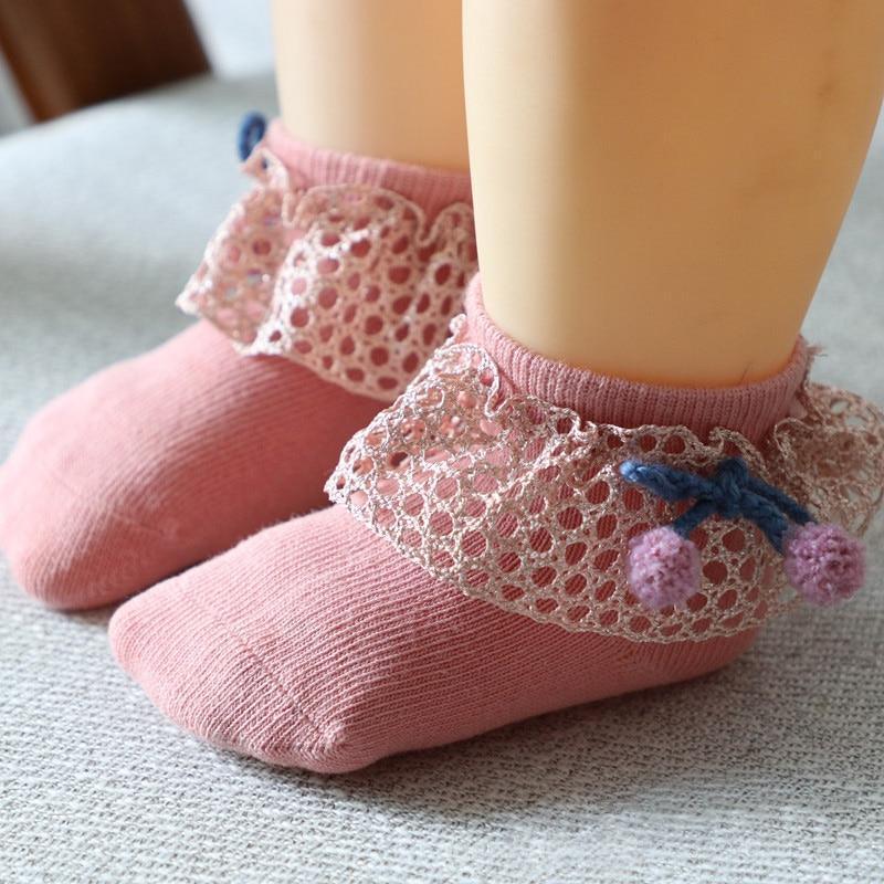 Calcetines para Niña con Lazos de Encaje y Flores