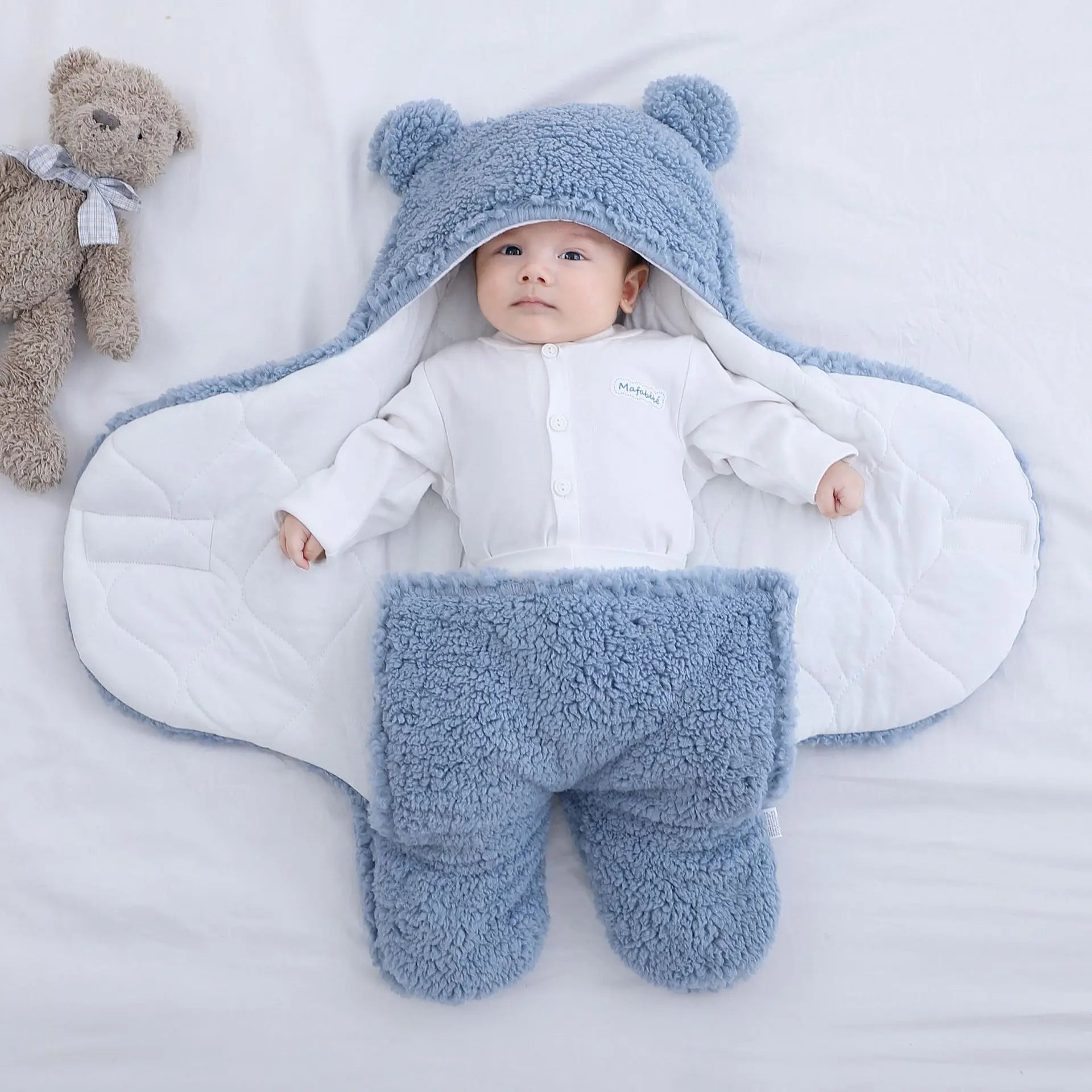 Baby Sleeping Bag Ultra-Soft Fluffy Fleece Newborn Receiving Blanket Infant Boys Girls ClothesSleeping Nursery Wrap Swaddle - Korvel