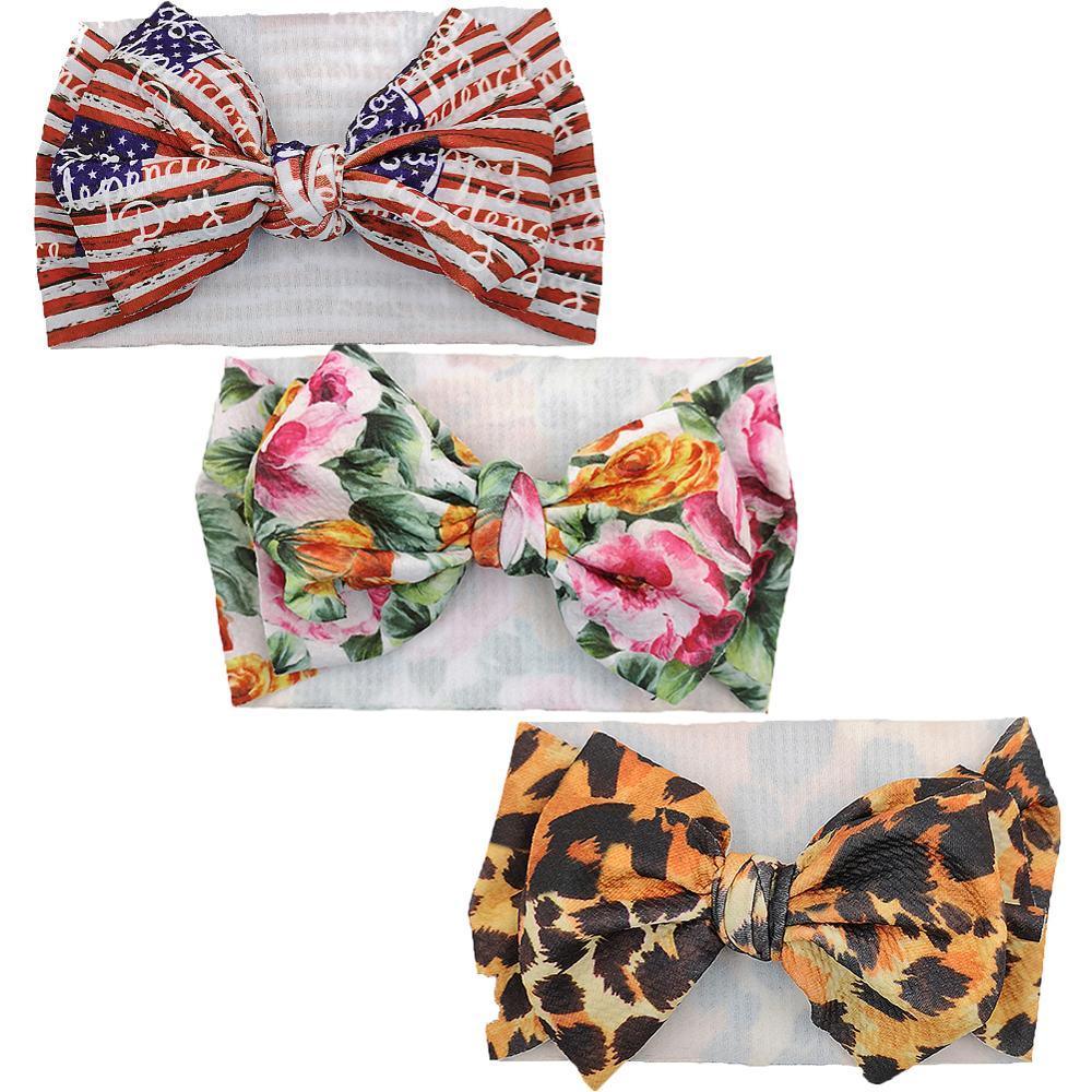 Conjunto de 3 Diademas de Lujo Hechas a Mano para Niñas con Lazos Grandes