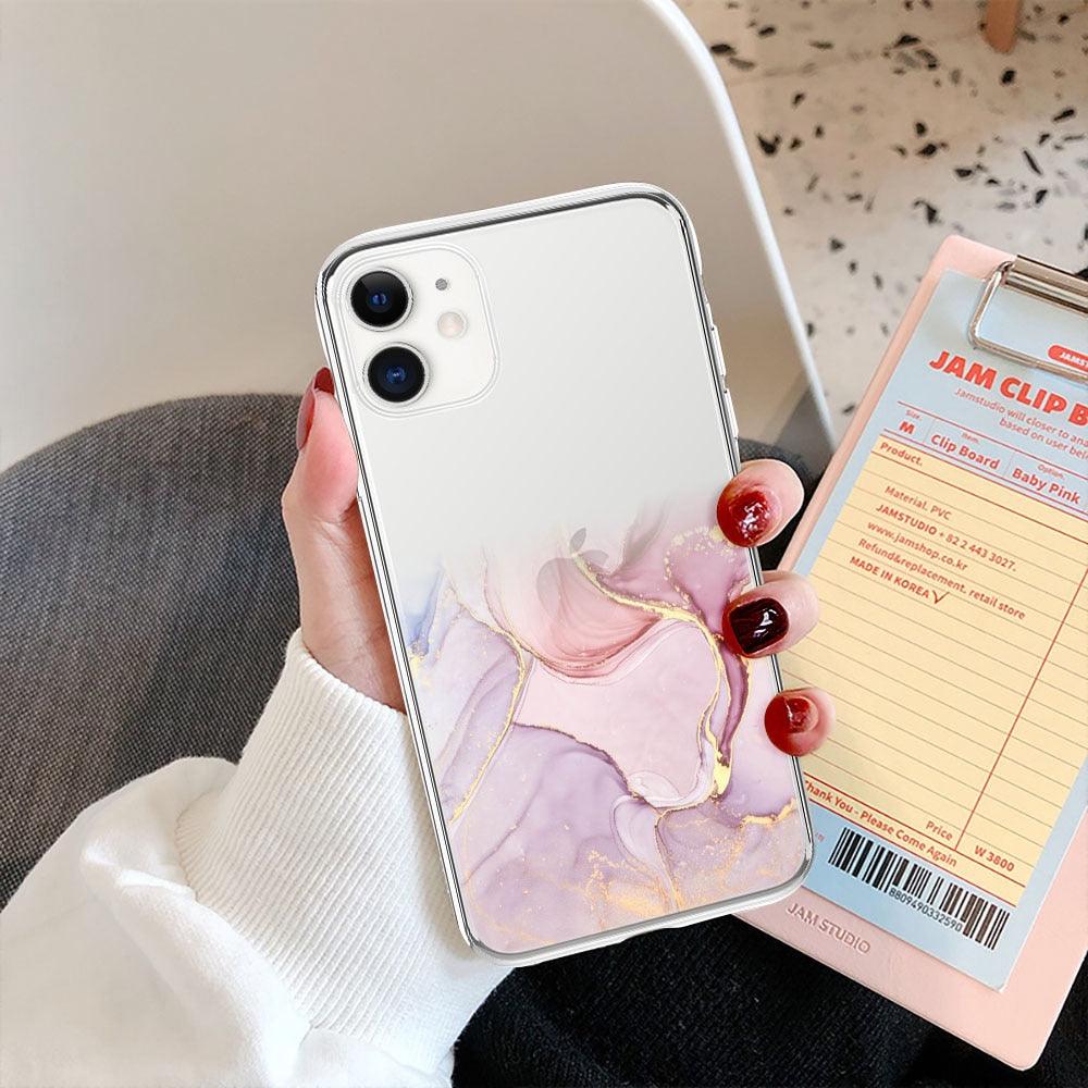 Funda Transparente de Mármol de Lujo para iPhone