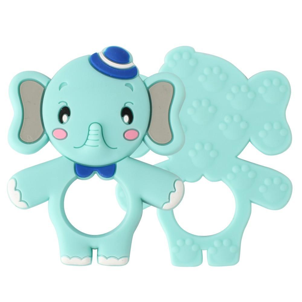 Juego de 2 piezas de mordedor de silicona de animales de dibujos animados para bebés