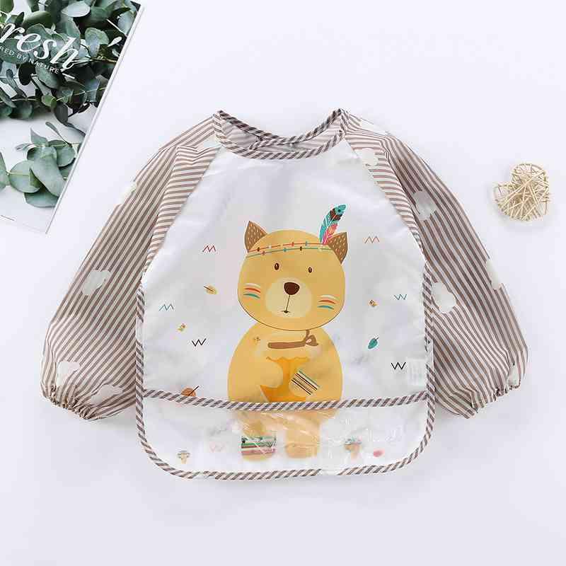 Adorable Waterproof Long Sleeve Baby Feeding Smock with Cartoon Design - Korvel