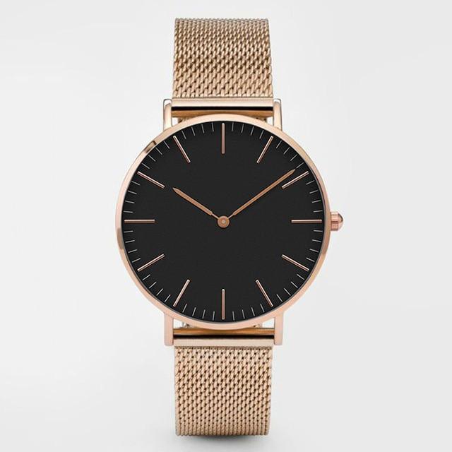 Montre en acier inoxydable ultra fine unisexe