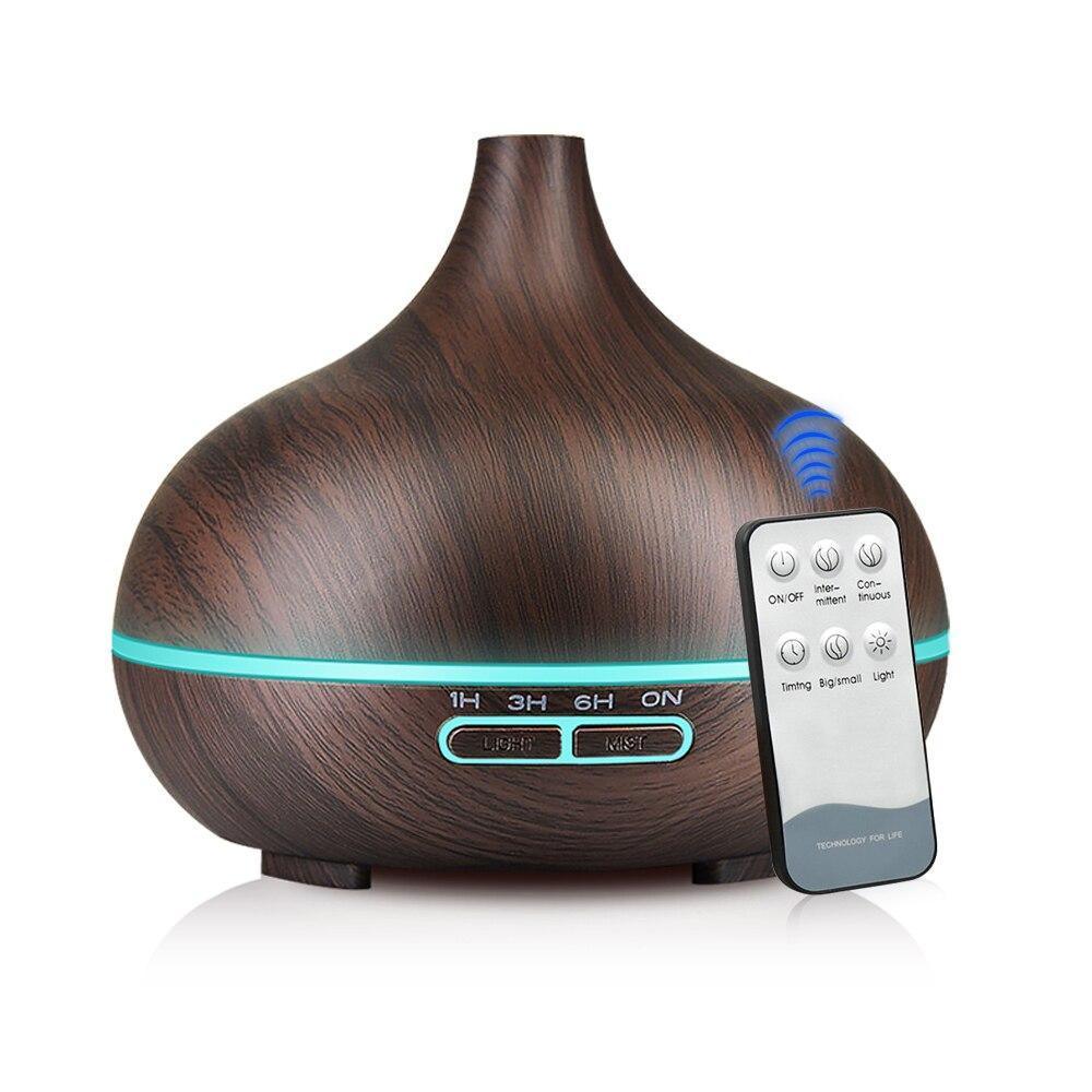 Humidificador de Aire Aroma de 550ml y Difusor de Aceites Esenciales - Grano de Madera