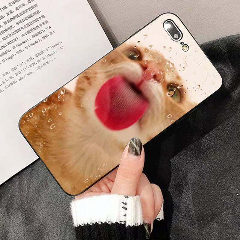 Cute Cat Black Phone Case for iPhone - Slim Fit Silicone Cover