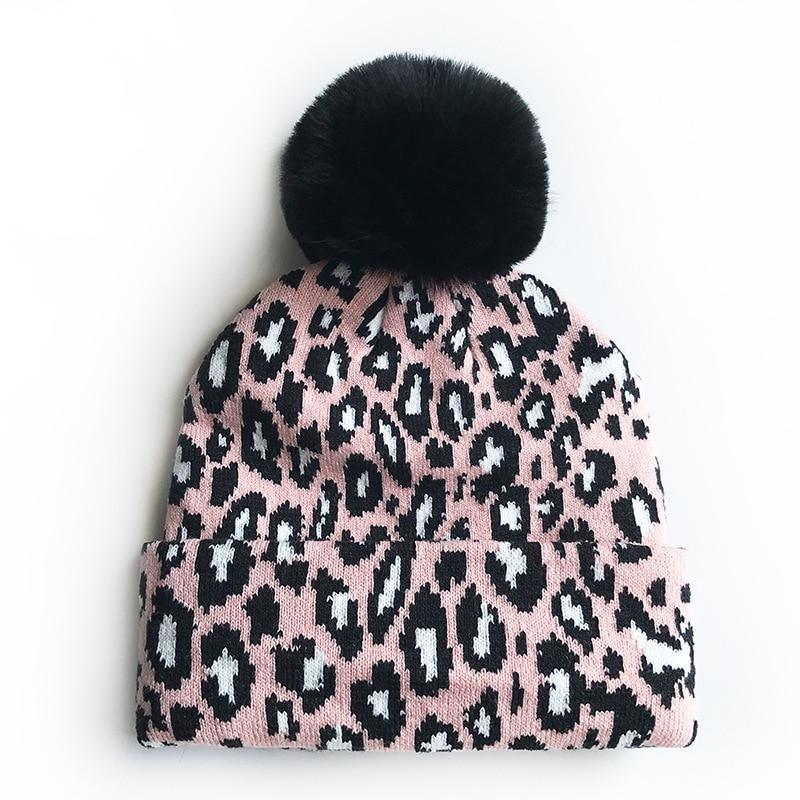 Elegant Leopard Design Winter Hats for Mothers and Children