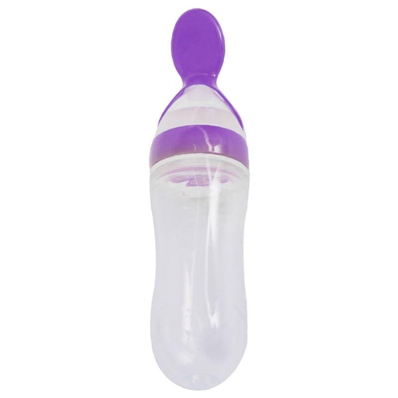 Botella de Alimentación de Silicona para Bebés con Cuchara - 90ml