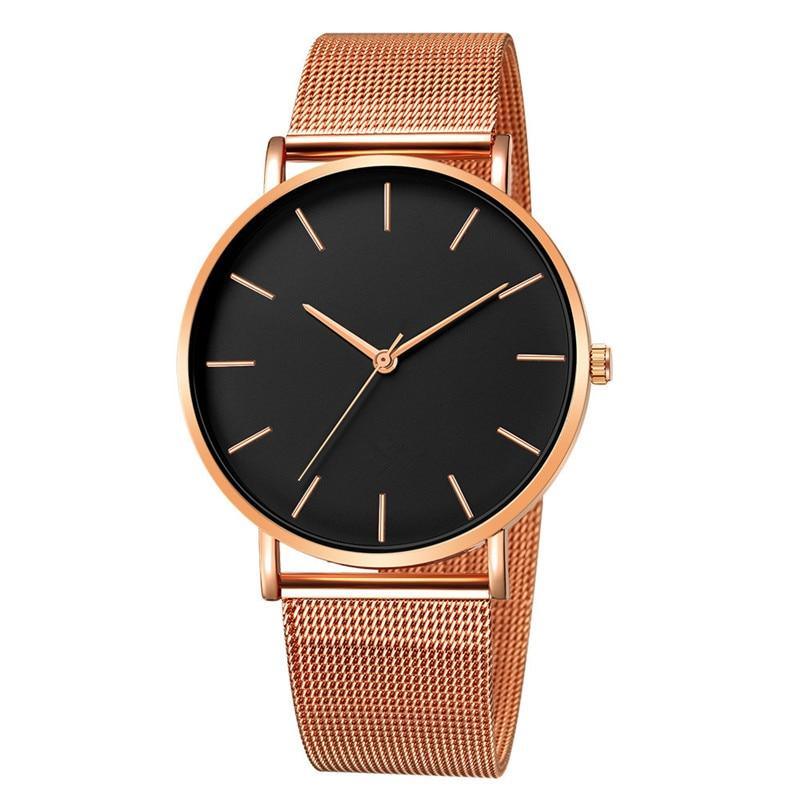 Montre décontractée à quartz pour homme STEVVEX avec bracelet en maille en acier inoxydable