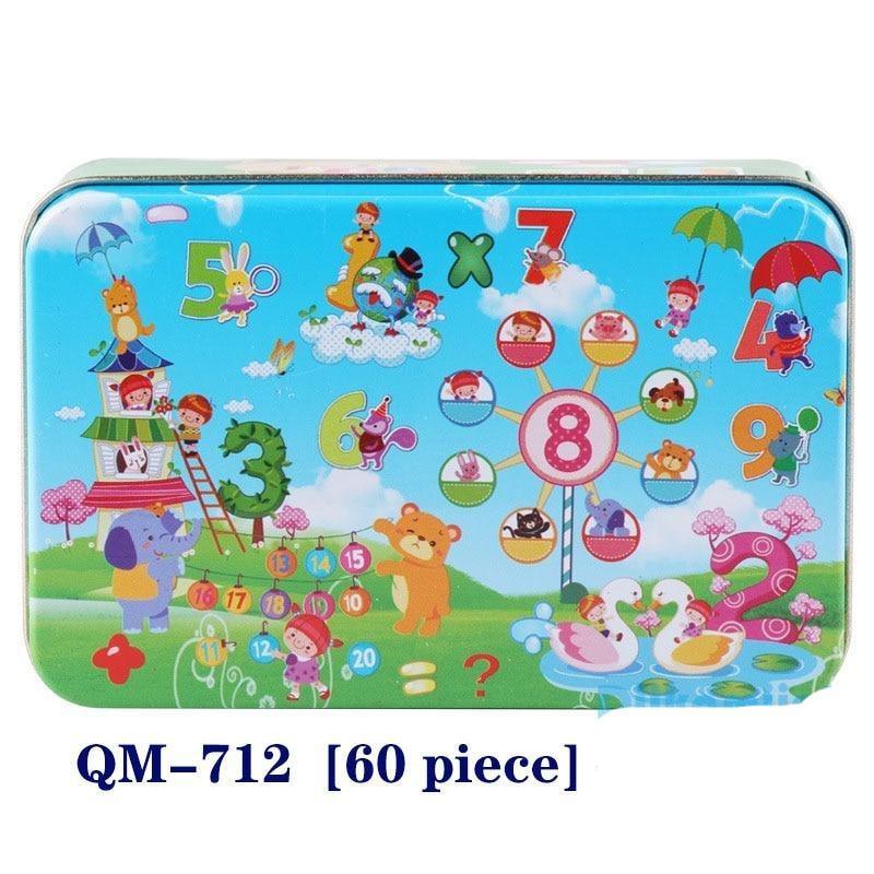 60-Piece Cartoon Animal Wooden Puzzle for Kids - Educational Fun Toy - Korvel
