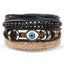 Vintage Black Bead Leather Bracelet for Men and Women