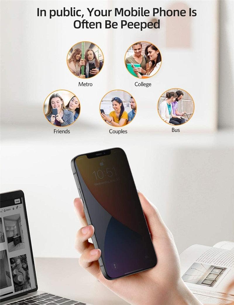 Protector de Pantalla de Vidrio Templado Privado en Paquete de 3 para iPhone