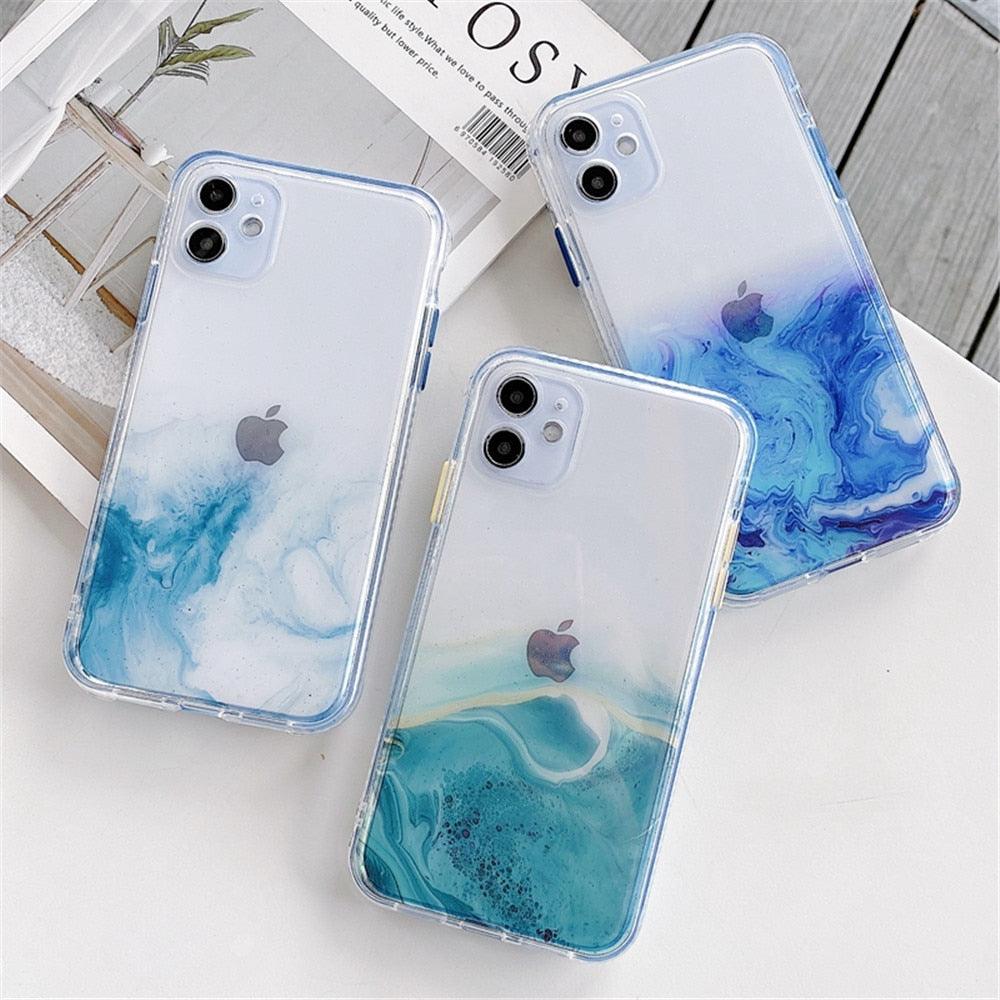 Funda Transparente de Mármol de Lujo para iPhone