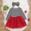 Vestido y diadema a rayas de Santa para niñas bebés en Navidad