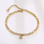 Pulsera de Tobillo Inicial A-Z de Cristal Mandotos para Mujeres - Eslabones Cubanos Dorados