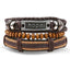 Vintage Black Bead Leather Bracelet for Men and Women