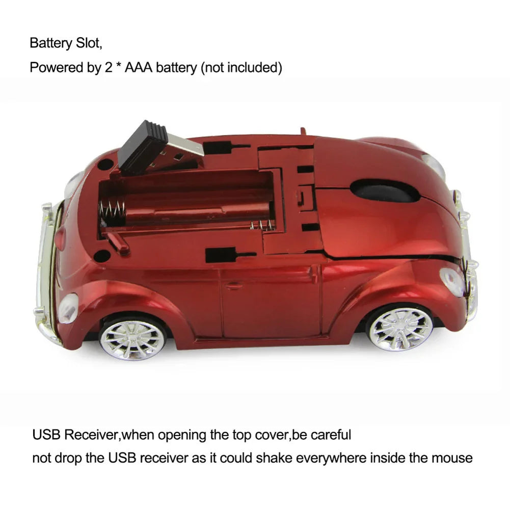 Funny Car Shape Ergonomic Wireless Mouse with Receiver For PC Laptop Gaming mouse Mini Car mouse game mouse 2.4GHz - Korvel