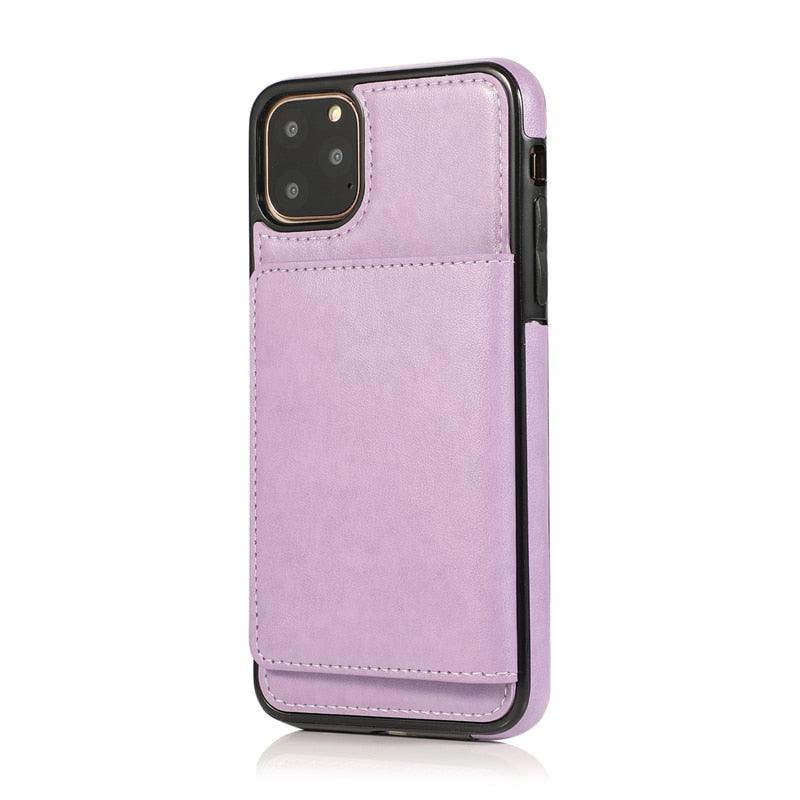 Premium Leather Wallet Case for iPhone 11 Pro Max, XS Max, XR, X, 8, 7, 6S, 6Plus, 5, 5S - Shockproof with Card Holder - Korvel