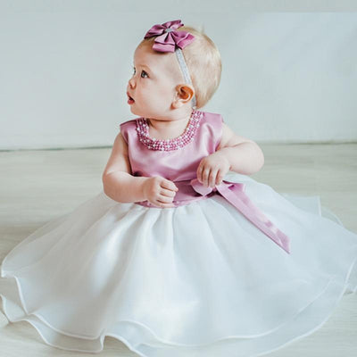 Luxury Handmade Pink Dress for Baby Girls' First Birthday