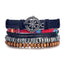 Vintage Black Bead Leather Bracelet for Men and Women