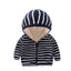 Stylish Striped Baby Cardigan with Velvet Lining